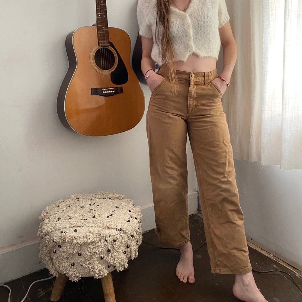 *SOLD* Carhartt cropped wide leg canvas carpenter pants - Picture 3 of 5